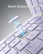 Samsers Bluetooth Foldable Keyboard, Wireless Portable Folding Keyboard, Full-Size Ultra-Slim Rechargeable Connect Up to 3 Devices for iOS Android Windows Phone Tablet and Laptop, Purple