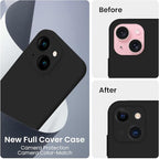 FireNova Designed for iPhone 15 Case, Silicone Upgraded [Camera Protection] Phone Case with [2 Screen Protectors], Soft Anti-Scratch Microfiber Lining Inside, 6.1 inch, Black