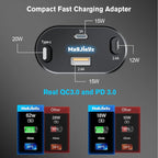 Retractable Car Charger 4 in 1 Fast Charging Adapter Magjieyx 62W Retractable Type-C/USB-i Cables and USB C/USB A QC & PD Devices for iPhone 16/15/14/13/12Pro Max Plus,iPad,AirPods, Galaxy