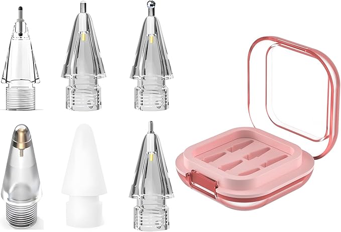 Replacement Pencil Tips for Apple Pencil Pro, Fine Point Metal Tip for Apple Pencil 2nd Generation and 1st Generation/Apple Pencil USB-C Wear-Resistant & Precise Control ipencil Tips Sets with Case