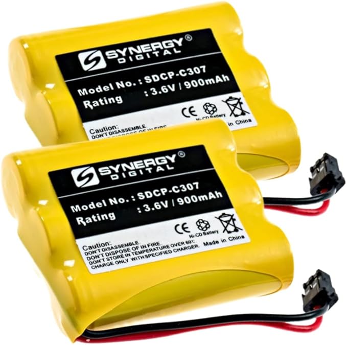 Synergy Digital Cordless Phone Battery, Compatible with Radio Shack 23-895 Cordless Phone Combo-Pack Includes: 2 x SDCP-C307 Batteries