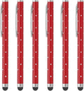 PATIKIL Stylus Pens for Touch Screens, 6 Pcs High Precision Universal Bling Stylus Crystal Metal Capacitive Pen for Touch Screen Devices Phone Tablets Laptop, Red