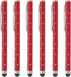 PATIKIL Stylus Pens for Touch Screens, 6 Pcs High Precision Universal Bling Stylus Crystal Metal Capacitive Pen for Touch Screen Devices Phone Tablets Laptop, Red