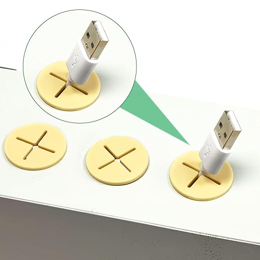 10Pcs Desk Grommet, 3/4" (20mm) Yellow Silicone Cord Hole Cover, Flexible Rubber Wire Grommets, Wall Grommets for Cables Management, Table, Countertop, Cabinets and Furnitures Wire Organizer