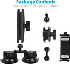 Aluminum Tablet Holder for All iPad, 360° adjustable Secure Double Suction Cup Mount for Car Truck Windshield,Sunroof, Compatible with iPad Pro 12.9 Mini Air, Galaxy Tabs and 4.7-15" Tablets