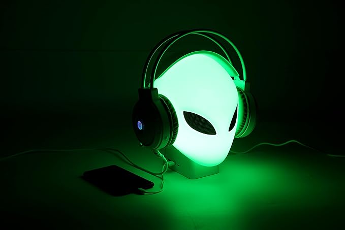 RGB Headphone Stand with Music Rhythm Light, 8-Color LED Gaming Headset Holder with USB & Type-C Charging Ports, Voice-Activated Light for PC Desk Setup, Gamer Gifts for Men & Boys