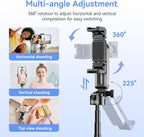 Retractable Mini Tripod for Cell Phone, Portable Selfie Stick Travel Phone Tripod with Remote Control Cell Phone Holder, Sturdy & Stable Adjustable Multi-Angle Shot Selfie Stick for Video Recording