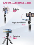 ULANZI MA09 Extendable Selfie Stick Tripod Stand - 71" Quadrapod with All-in-1 Phone Clip, Travel Tripod for iPhone, Sony, Canon Action Camera
