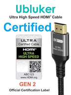 10K 8K 4K HDMI Cable 48Gbps 15 FT, Certified Ultra High Speed HDMI® Cable 4K 240Hz 144Hz 120Hz 8K60Hz 0.01ms HDR10+ eARC HDCP2.3 Netflix Roku TV PC Monitor Projector PS5 Xbox