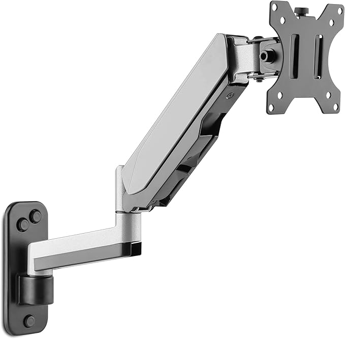 AVLT Single 13"-32" Monitor Wall Mount fits One Flat/Curved Computer Monitor Full Motion Height Swivel Tilt Rotation Adjustable Monitor Arm - VESA/Cable Management