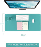YSAGi Non-Slip Leather Desk Pad, Waterproof Laptop Computer Desk Keyboard Mat, Table Protector Blotter Mat, Large Mouse Pad for Office/Work/Home/Decor(Green Blue, 31.5" x 15.7")