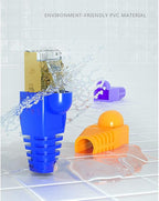 50 Pcs Cat5 Cat5E Cat6 Strain Relief Boot, RJ45 Plug Connector Cover Modular Network Plug Connector Cap Cable Connector Boots, Purple