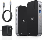 Laptop Docking Station,16 in 1 Docking Station USB C Docking Triple Monitor,USB C Dock Station with 3 HDMI,PD 100W, USB 3.1/3.0/2.0,RJ 45 Ethernet,SD/TF,Audio for Dell/Lenovo（Including Charging）
