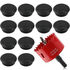 2-3/8 Inch(60mm) Desk Grommet,13 Pieces Wire Grommet, Desk Hole Cover for Cables with Hole Saw,Plastic Cable Cord Wire Hole Cover for Desk, Table,Cabinet,Countertop and Other Furniture(Black)
