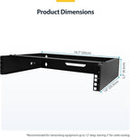 StarTech.com 2U Wall Mount Network Rack - 14 in Deep (Low Profile) - 19" Patch Panel Bracket for Shallow Server, IT Equipment, Network Switches - 77lbs/35kg Weight Capacity, Black (RACK-2U-14-BRACKET)