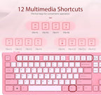 Computer Keyboard Wired, Plug Play USB Keyboard, Low Profile Chiclet Keys, Large Number Pad, Caps Indicators, Foldable Stands, Spill-Resistant, Anti-Wear Letters for PC Laptop (Rose Pink, 1-Pack)