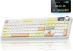 AULA F108 PRO - Wireless Mechanical Keyboard with Screen&Knob,Hot Swappable Gaming Keyboard with 8000mAh Battery,Pre-lubed Switches,RGB Backlit,PBT Keycaps Creamy Sounding Computer Keyboards,104 Keys