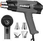 ROMECH 1500W Heavy Duty Heat Gun, Variable Temperature Control Hot Air Gun Kit with 2 Air Flow 120°F~1200°F and 4 Nozzles for Crafts Shrink Wrap (Gray)