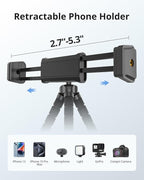 UBeesize Flexible Mini Phone Tripod, Portable and Adjustable Camera Stand Holder with Wireless Remote and Universal Clip, Compatible with Cellphones, Sports Cameras