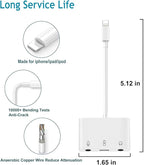 iPhone Microphone Adapter for Live-Streaming Lightening to Microphone & 3.5mm Headphone Adapter with Charging Port iPhone Audio & MIC Splitter Compatible for iPhone 14 13 12 11 X