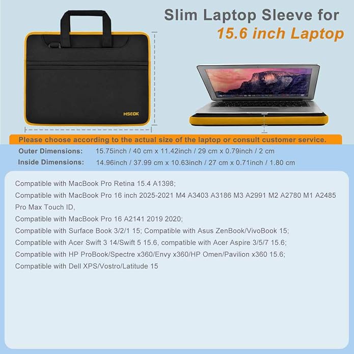 Universal Laptop Shoulder Bag 13-17.3 Inch Shockproof Briefcase with Multi-Pockets & Adjustable Strap for MacBook Pro/Air