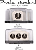 3 Way Power Distribution Block 1x 0 Gauge in 3X 4 Gauge Out Amp Power Distribution Ground Distributor Connecting Block for Car Amplifier Audio Splitter,2Pcs