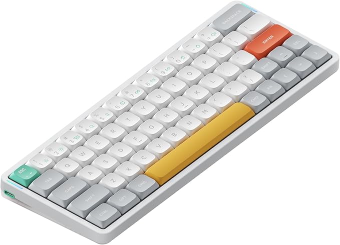 nuphy Air60 V2 Portable Wireless Keyboard 60% Low Profile Mechanical Keyboard Support QMK/VIA Compatible with Windows/mac OS/Linux Supports Bluetooth 5.1/2.4GHz/USB-C White-Gateron Cowberry Switch