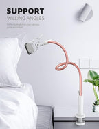 Lamicall Phone Holder Bed Gooseneck Mount - Cell Phone Clamp Clip for Desk, Flexible Lazy Long Arm Headboard Bedside, Overhead Mount Stand, for 4-7" Phone, iPhone 15 Pro Max, 14 Plus, 13, Rose Gold