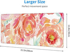 Pink Flower Large Mouse Pad Extended Gaming Mousepad 31.5 x 11.8 Inch with Anti-Slip Rubber Base Cute Office Decor Women Girls Computer Accessories Home Office Supplies