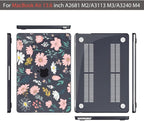 Teryeefi for MacBook Air M4 M3 M2 13 inch Case fits Model A3240 A3113 A2681, Hard Shell for MacBook Air 13.6" 2022-2025 Released with Keyboard Cover+Screen Protector+Type C Adapter, Petal and Flowers