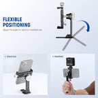NEEWER Smartphone Tripod Mount Aluminum Alloy, 360° Rotatable Phone Stand Holder Clamp with Cold Shoe and Arca Base Compatible with iPhone 15 Pro Max Galaxy S24 Ultra Pixel & 2.6"-4" Wide Smartphones