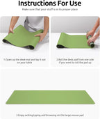 YSAGi Leather Desk Protector, Office Mat, Large Mouse Mat, Non-Slip PU Leather Blotter, Laptop Pad, Waterproof Writing Pad for Office and Home (Leaf Green, 31.5" x 15.8")