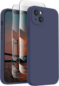 FireNova Designed for iPhone 14 Case, Silicone Upgraded [Camera Protection] Phone Case with [2 Screen Protectors], Soft Anti-Scratch Microfiber Lining Inside, 6.1 inch, Navy Blue