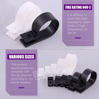 Swpeet 135 Pack 6 Sizes White+Black Nylon Plastic R-Type Cable Clips Clamp Assortment Kit, 3/16" 1/4" 3/8" 1/2" 3/4" 1" Nylon Screw Mounting Cord Fastener Clips with 135Pcs Screws for Wire Management