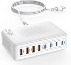 USB C Charger Block,200W GaN 8 Port USB C Charging Station USB Hub Block Cube Type C & USB A Wall Charger Power Adapter for Multiple Devices Apple iPhone 16/15/14,Steam Deck,MacBook Pro/Air,iPad Pro