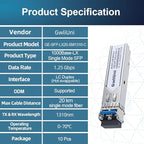 10Pcs 1.25G Single Mode SFP Fiber Module Network Transceiver, LX SM 1310nm 20km, Duplex LC Interface for Switch, Router, Firewall, Network Card, Media Converter etc