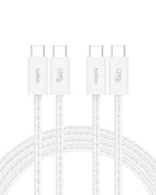 Belkin USB C to USB C Cable 2-Pack, 6.6ft, 240W - Type C Charger, iPhone Charger Cord, Soft, Braided, Flexible for iPhone 17, Galaxy S25, Pixel 10, MacBook, Chromebook, iPad Pro, Switch – White