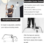 Heavy Duty C Stand 10.8ft/330cm with Holding Arm Carry Bag Sandbag 3*Clip 2*Grip Head Stainless Steel Photography Light Stand C-Stand Sturdy for Photography Studio Video Monolight Softbox Shooting