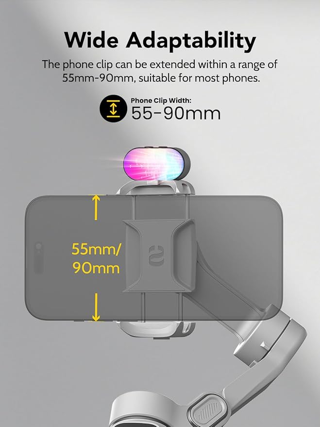 Smart X2 3-Axis Gimbal Stabilizer for Smartphone with Adjustable RGB Fill Light, Built-in 20cm Extension Pole Selfie Stick, OLED Screen for Night Shots, Video Recording,X2 KIT White