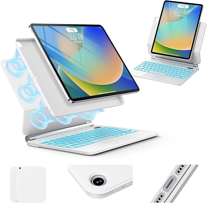 for iPad 9th Generation Case with Keyboard,Magic Style Keyboard Case for iPad 9th/8th/7th Gen 10.2 inch - Floating Cantilever Magnetic Stand Multi-Touch Trackpad (White)