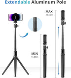 UBeesize Extendable Phone Tripod, Flexible Tripods with Remote, 3 in 1 Selfie Stick with Gopro Mount, iPhone Stand for Recording, Volgging, Live Streaming Fit for Cell Phones, Canon Sony Cameras