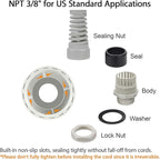 LeMotech 10Pcs NPT 3/8" IP68 Waterproof Cable Gland Flex Spiral Strain Relief Grey Nylon Joint with Gaskets for 5-10mm Wire Thread