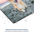 Corgi on The Beach Gaming Mouse Mat, Square Waterproof Non-Slip Rubber Base Mouse Pad for Office, Home, Laptop, Travel, 9.5"x7.9"x0.12" Inch
