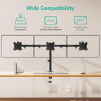 WALI Triple Monitor Mount, Heavy Duty Triple Monitors Stand for 13-27 inch Screens, Adjustable 3 Monitor Desk Mount with Swivel, Tilt, Rotation, Clamp & Grommet Base Kit (M003SN), Black