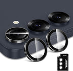 for Samsung Galaxy S25 Camera Lens Protector, Individual Metal Ring Tempered Glass Lens Cover, [Strong Adsorption] Scratch Resistant Ultra-Thin HD Clear Lens Cover, 1 Set-Black Ring