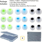 Earbuds Replacement Tips Silicone Earbud Tips Ear Gels Fit for Inner Hole from 3.8mm - 5.1mm Earphones 9 Pairs S/M/L