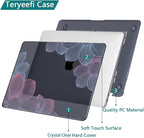 Teryeefi for MacBook Pro 13 inch Case M2 M1 2022 2020-2016 Release (Model A2338 A2289 A2251 with Touch Bar), Plastic Hard Shell Case & Keyboard Cover & Screen Protector, Hand-Drawing Floral