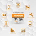 GIGASTONE 512GB Micro SD Card 4-Pack, A1 V30 4K Video Recording, Surveillance, Security Camera, Action Camera, Drone, 100MB/s MicroSDXC Memory Card UHS-I Class 10