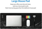 Japanese Gaming Mouse Pad Black Mouse Pad Kanagawa Large Mousepad Non-Slip Rubber Base Waterproof with Stitched Edges for Gaming Office Home, 31.5x11.8 Inch (Black Wave)