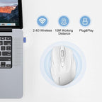 TECKNET Rechargeable Wireless Mouse, 2.4G Silent Mouse, Quiet Click, 6 Adjustable 4800 DPI, Cordless Computer Mouse, Ergonomic Mouse for Laptop, 6 Buttons USB Mouse for Chromebook, Ergo Grip - White